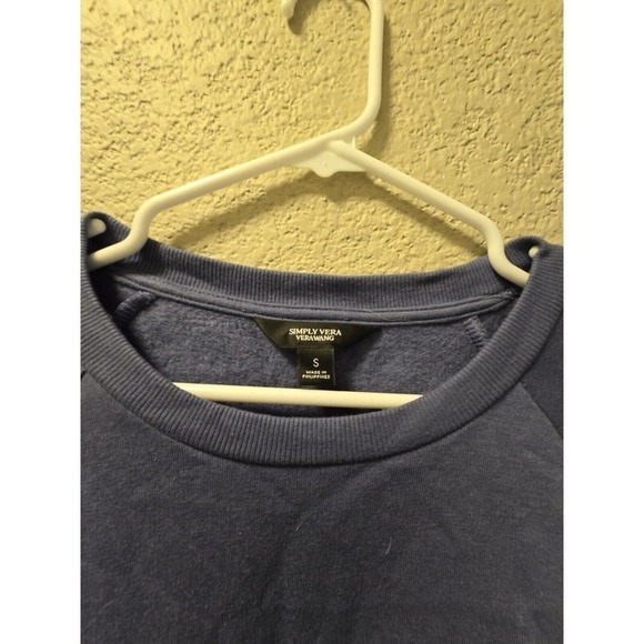Simply Vera Vera Wang Ruffle-Sleeve Raglan Sweatshirt Pullover Blue Size Small - Picture 2 of 6